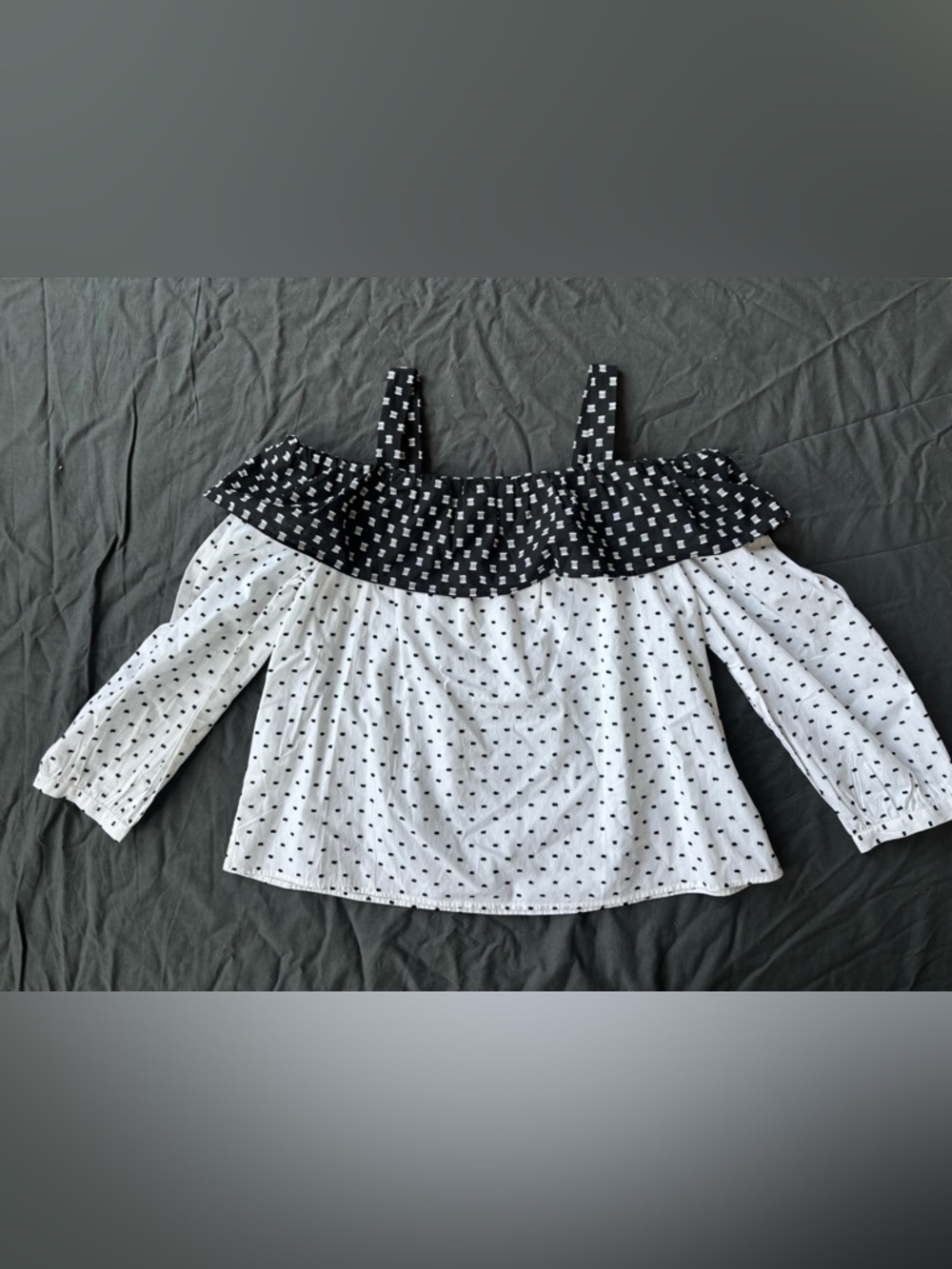 Off-Shoulder Black & White Dot Women’s Top